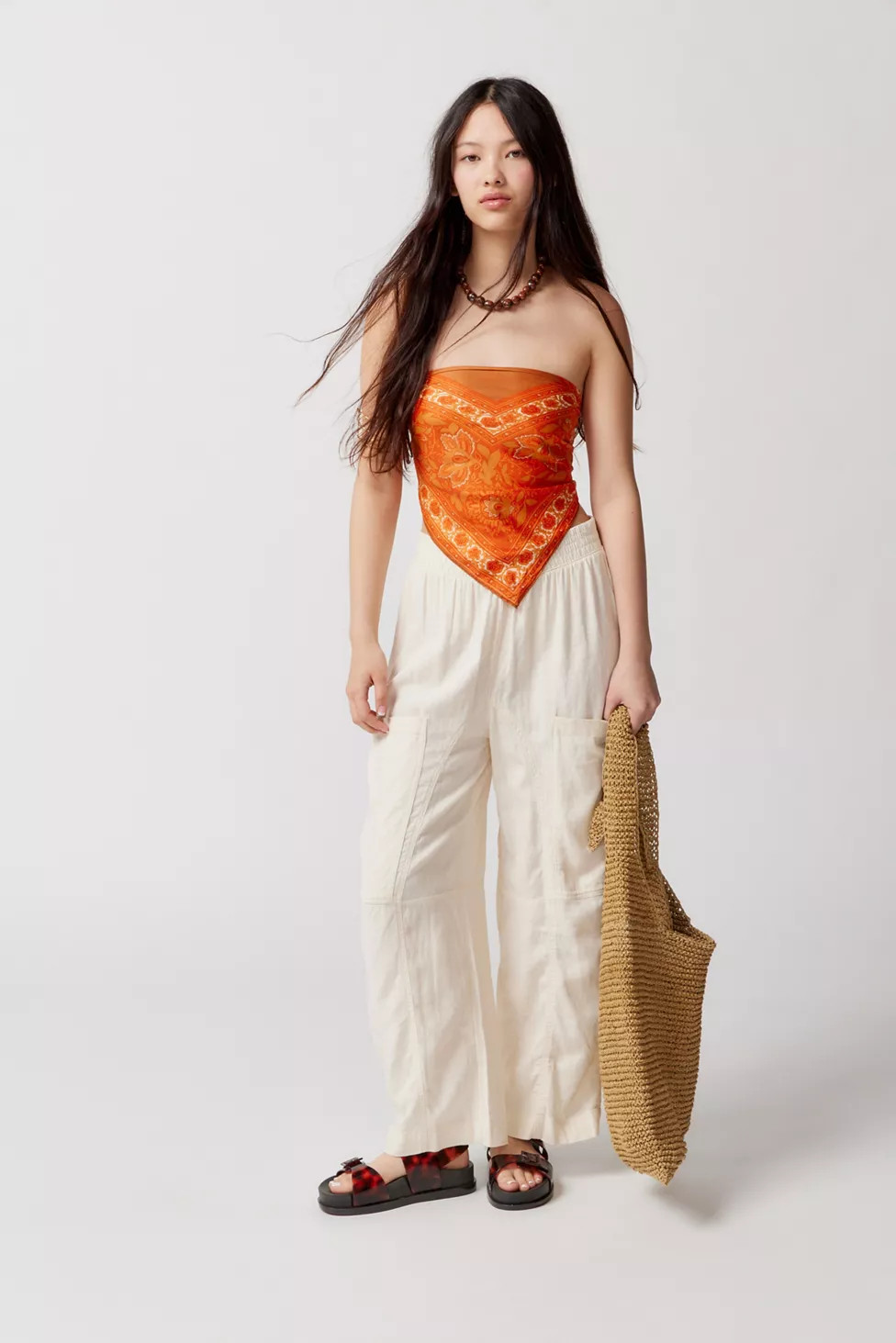 UO Mae Linen Cargo Pant | Urban Outfitters (US and RoW)