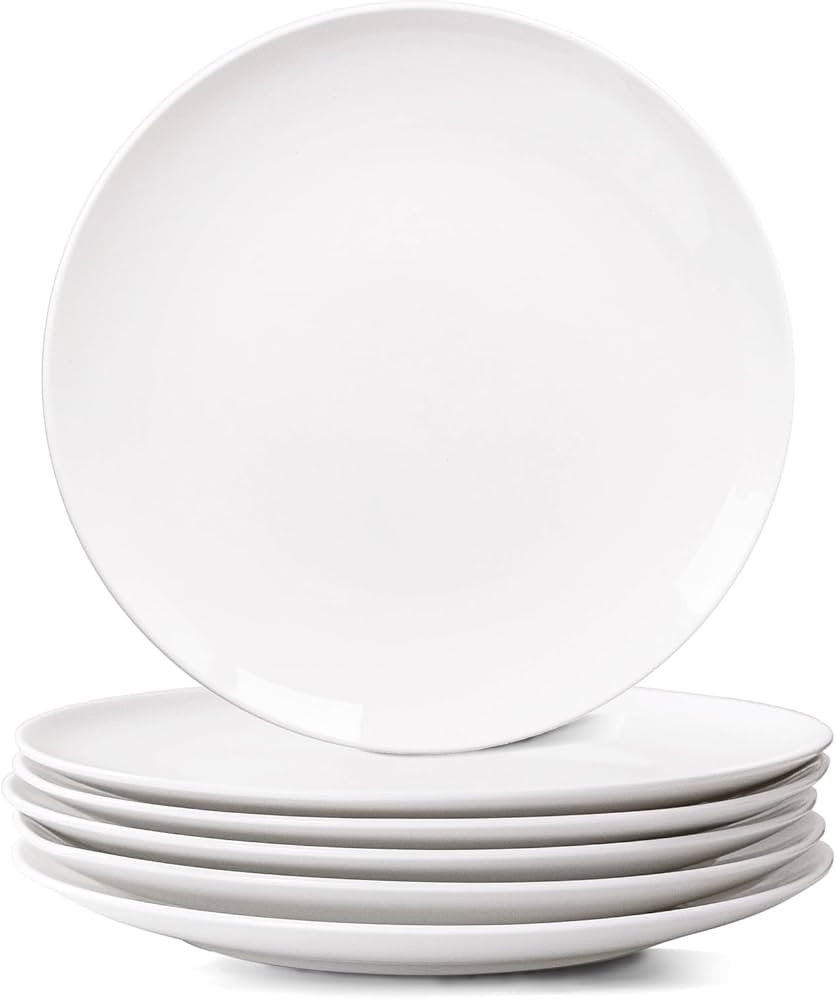 White Dinner Plates Set of 6, 10 Inch Ceramic Plates – White Porcelain Dinner Plates for Kitche... | Amazon (US)