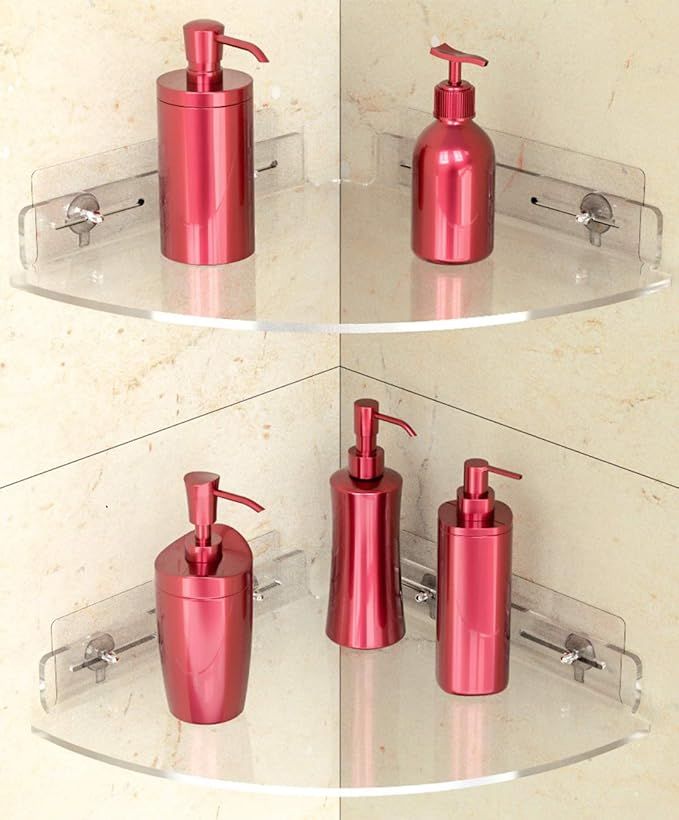 Vdomus acrylic corner shower shelf 2 pack with adhesive, wall mount bathroom corner shelf no dril... | Amazon (US)