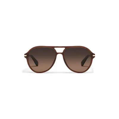 QUAY Day One 59mm Polarized Gradient Aviator Sunglasses in Dark Brown/dark Fawn Pol at Nordstrom | Nordstrom