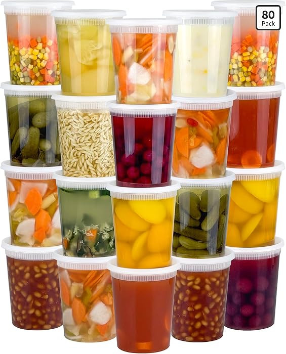 Dipoo 40 Sets (80-Piece) Deli Containers with Lids 32 oz, Leak-Proof & BPA Free Airtight Takeout ... | Amazon (US)