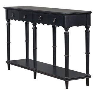 ANBAZAR 63 in. L Black Rectangle Accent Console Table with Cabinet and 4-Drawers and Bottom Shelf... | The Home Depot