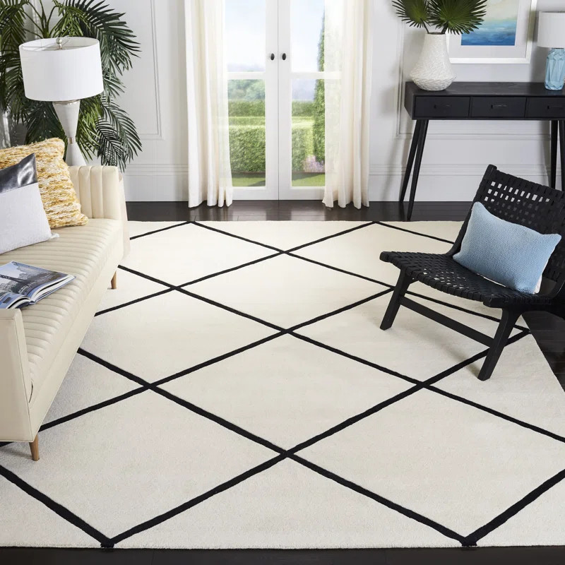 Teresita Handmade Wool Ivory/Black Rug | Wayfair North America