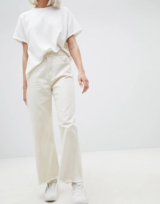 Weekday Crop Wide Leg Jeans With Raw Hem | ASOS UK