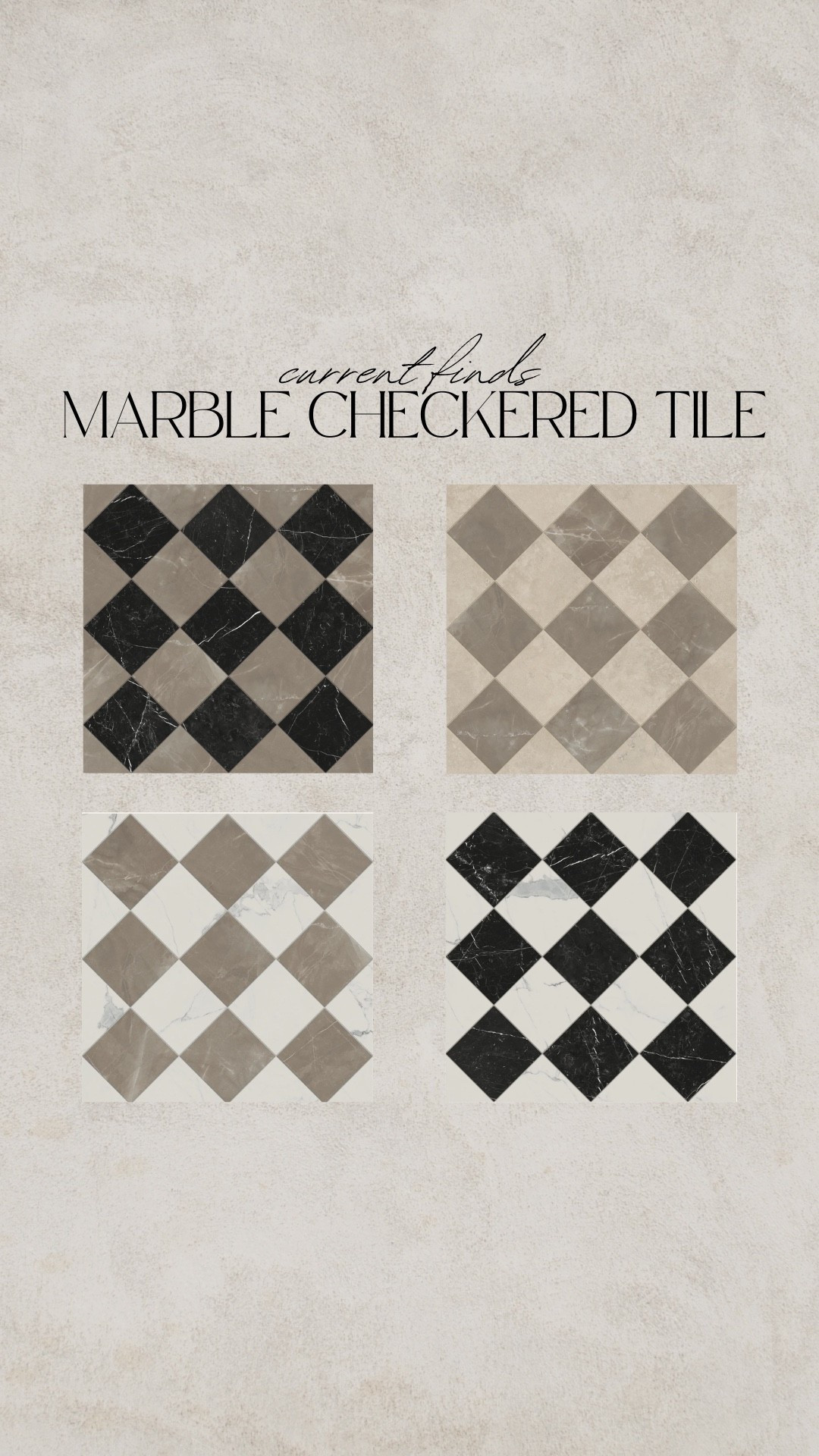 Marble checkered tile, checker tile, marble tile, black marble tile, brown marble tile, cream marble tile, white marble tile, tile flooring

#LTKSaleAlert #LTKSeasonal #LTKHome

#LTKHome #LTKSeasonal #LTKSaleAlert