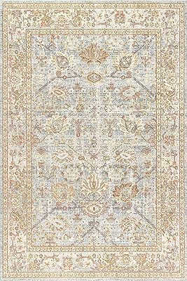 nuLOOM Oliveira Floral Medallion Fringe Area Rug, 6' 7" x 9' 8", Beige | Amazon (US)