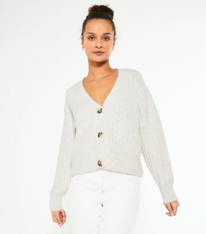 Cream Ribbed Knit Boxy Cardigan 
						
						Add to Saved Items
						Remove from Saved Items | New Look (UK)