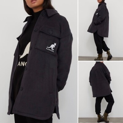 Kangol X H&M Oversized Unisex Gray Shacket Shirt Jacket Coat Size Small  | eBay | eBay US