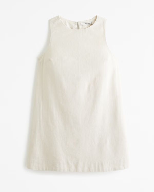 Women's High-Neck Linen-Blend Mini Dress | Women's New Arrivals | Abercrombie.com | Abercrombie & Fitch (US)