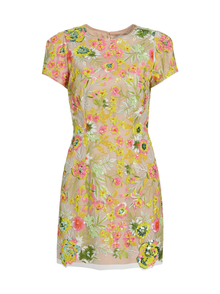 Kyla Botanical Petals Sequined Minidress | Saks Fifth Avenue