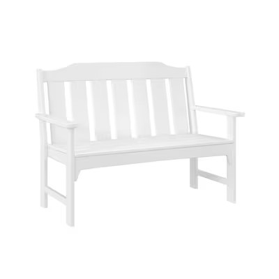 allen + roth by POLYWOOD Oakport 48.37-in W x 35.51-in H White HDPE Garden Bench | Lowe's