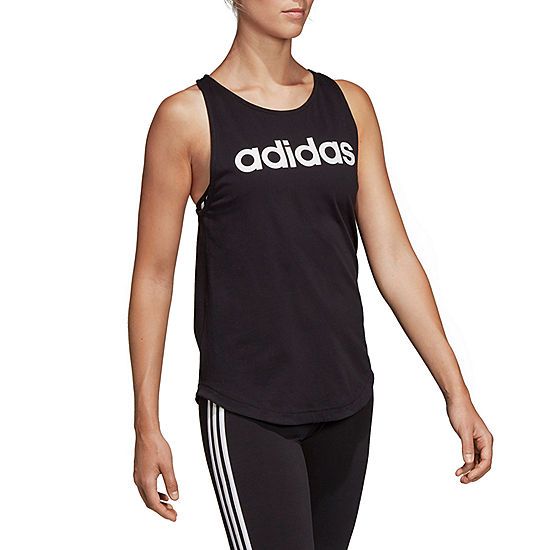 adidas Graphic Linear Tank Womens Round Neck Sleeveless Tank Top | JCPenney