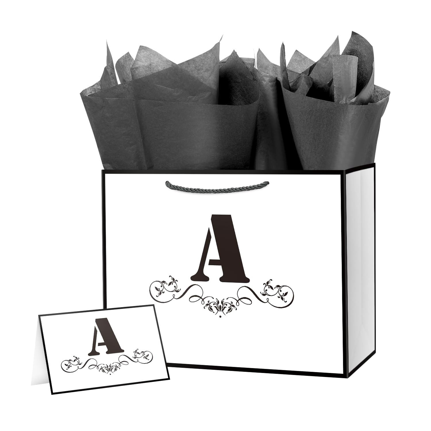 ysmile Letter Gift Bag with Tissue Paper for Men 12" Large White Black Bag for Birthday Personali... | Amazon (US)