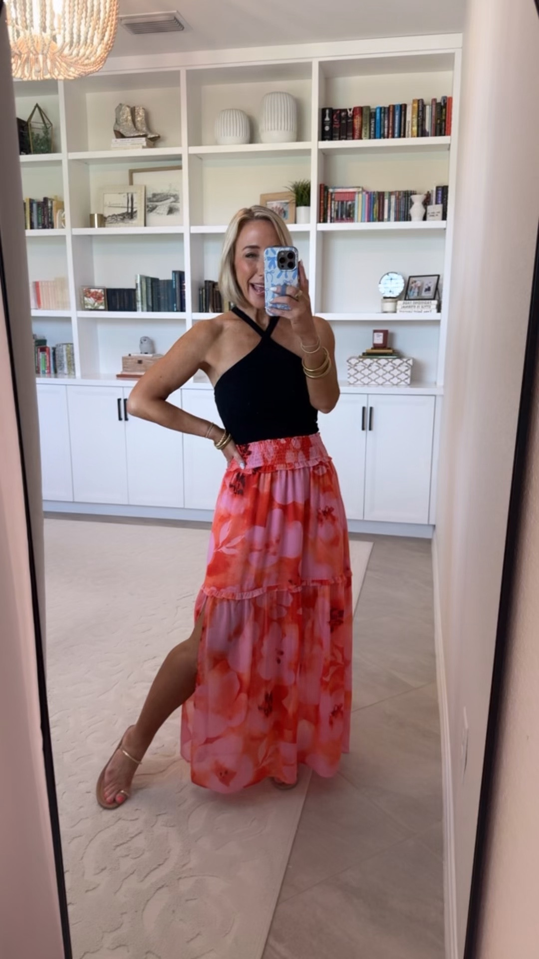 Vacation looks From travel to resort. Floral Smocked Waist Chiffon Maxi Skirt w/ Slit - size small. 6 colors. * Black Tank - mine is old, but I linked some other similar options.

#LTKOver40#LTKSeasonal#LTKTravel 

 