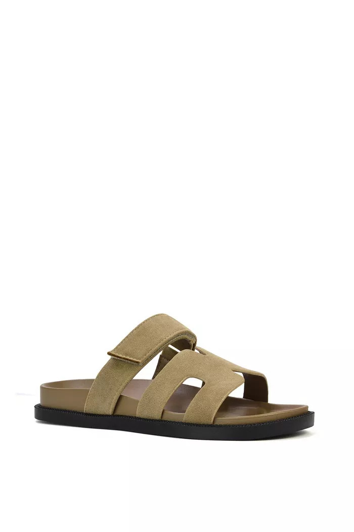 'Lydia' Flat Slip On Adjustable Strap Slider Sandals | Boohoo.com (UK & IE)