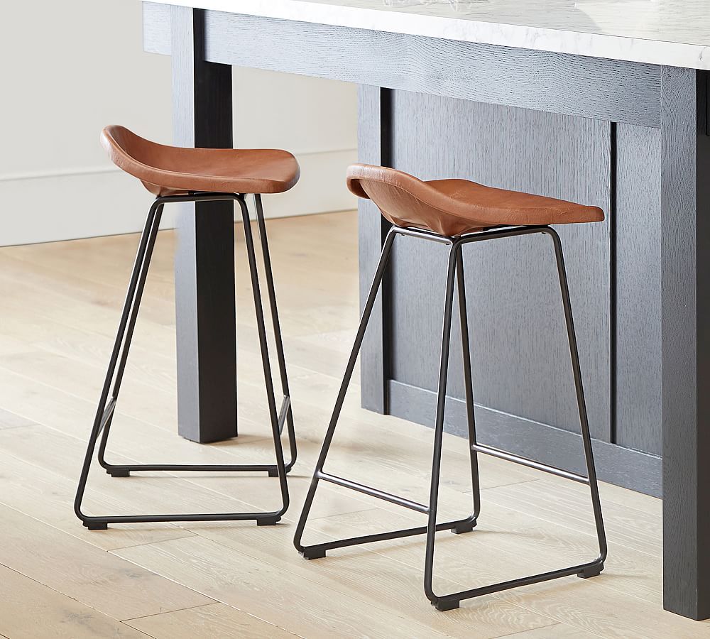 Brenner Leather Counter Stool | Pottery Barn (US)