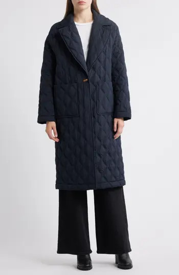 Bernardo Diamond Quilted Long Coat in Navy at Nordstrom Rack, Size Xx-Large | Nordstrom Rack