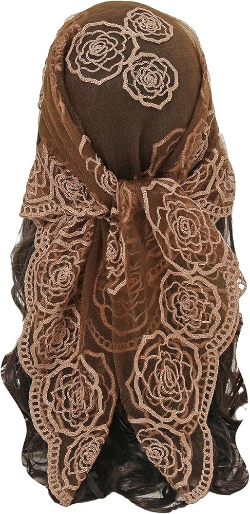 Floerns Women's Flower Embroidery Hair Scarf Headband Sheer Lace Hair Bandana | Amazon (US)