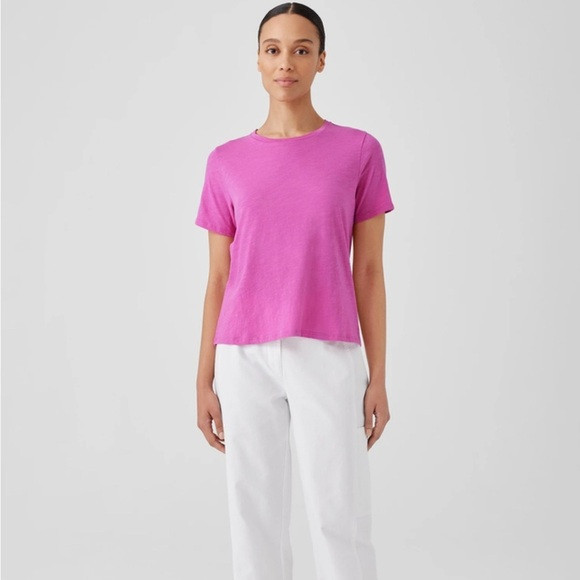 Eileen Fisher Organic Cotton Slubby Jersey Tee XXS extra small Pink valentines | Poshmark
