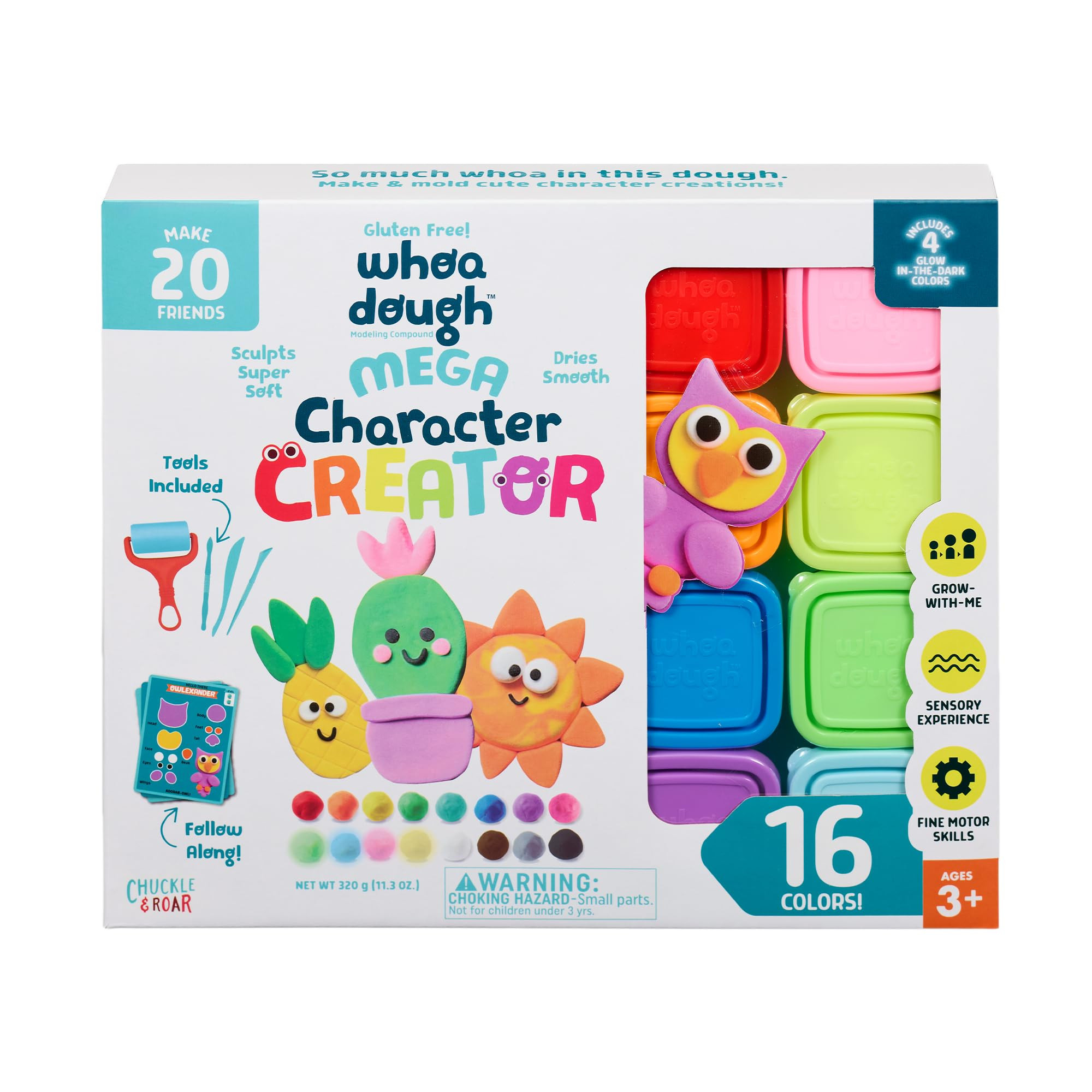 Chuckle & Roar - Whoa Dough Character Creator - 16 Count Packs of Whoa Dough - Creative Mess Free... | Amazon (US)