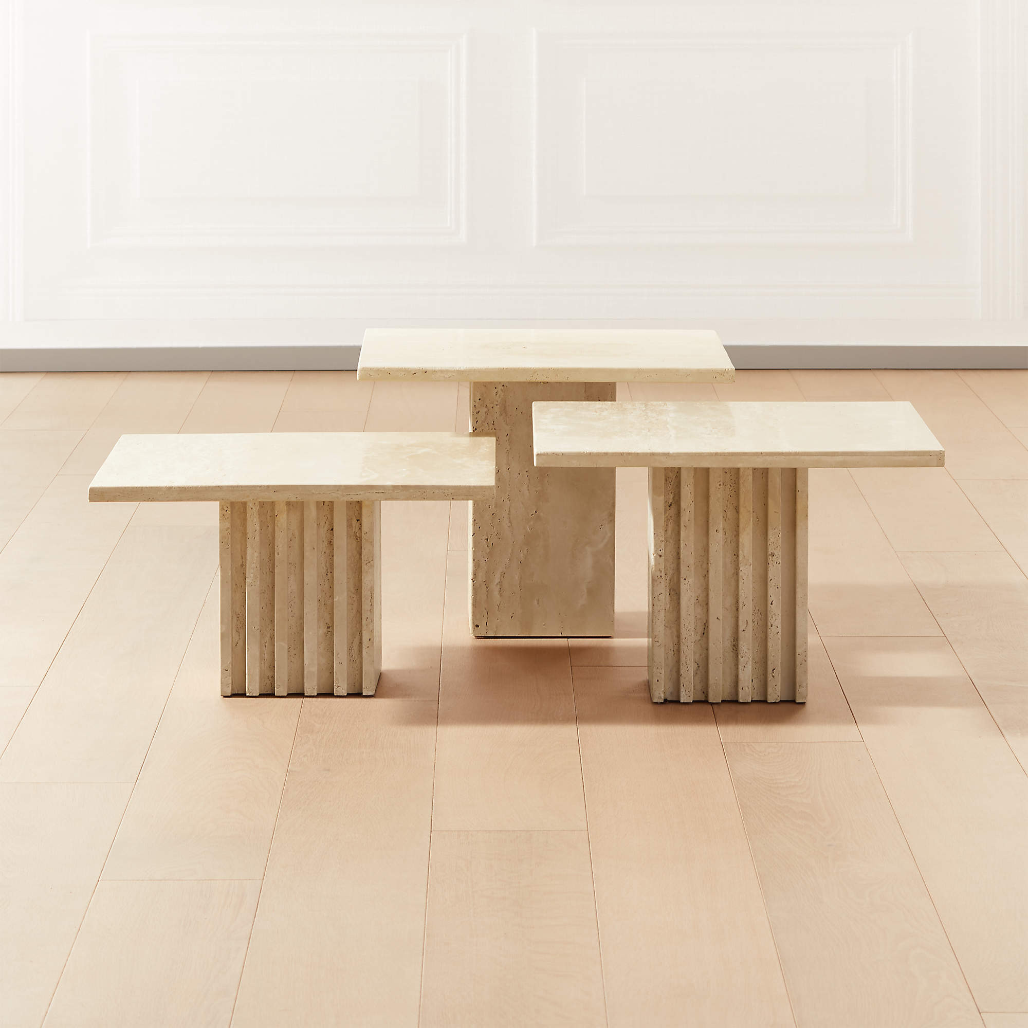 Carve Travertine Medium Cocktail Table + Reviews | CB2 | CB2