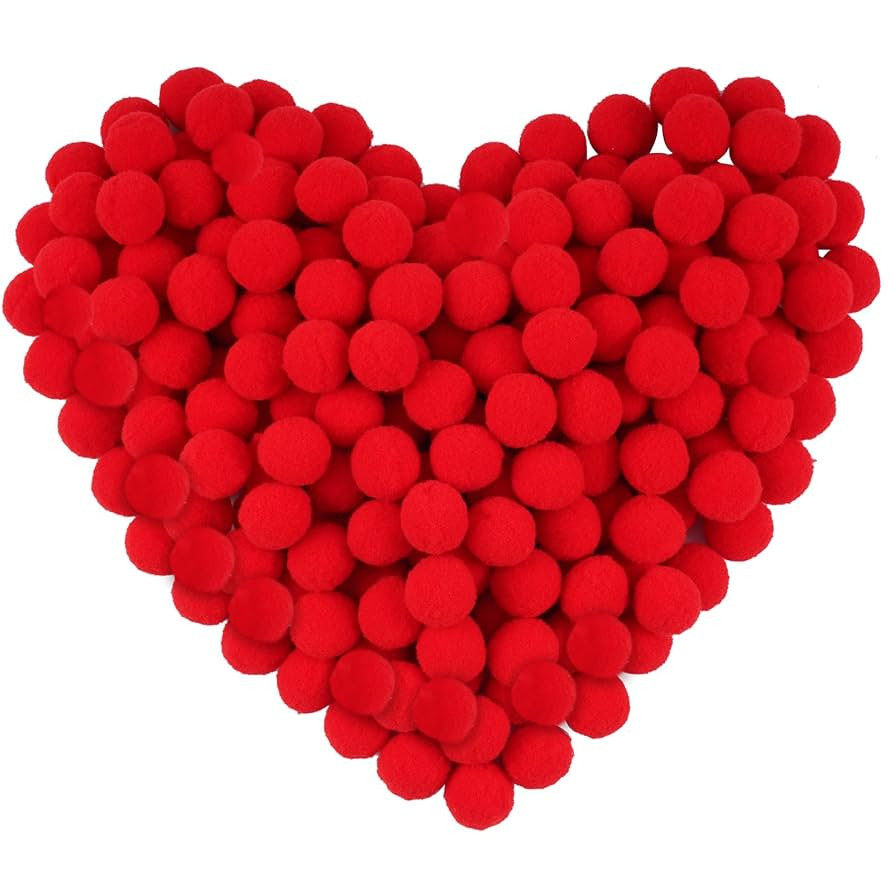 Caydo 200 Pieces Red Pom Poms 1 Inch Fluffy Craft Pompom Balls for Home Party Holiday Decor and A... | Amazon (US)