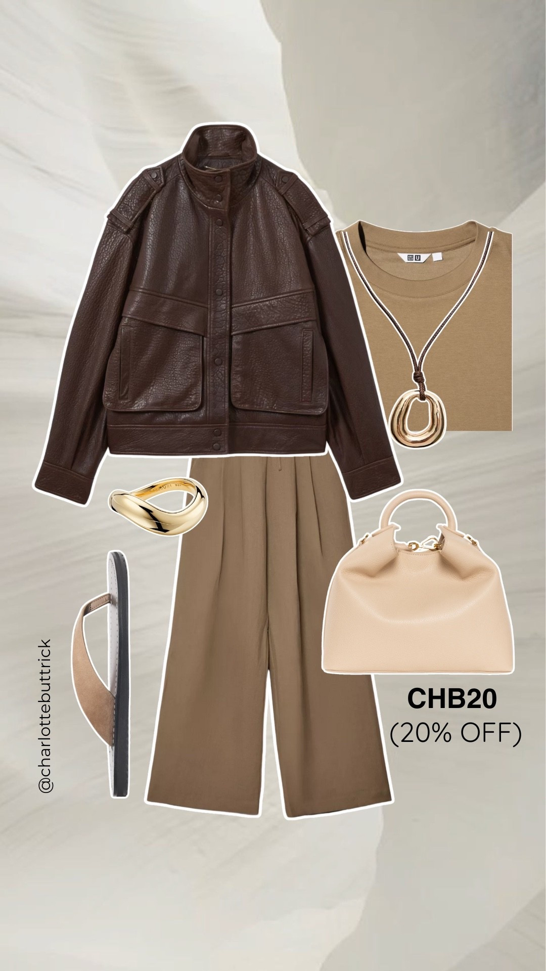 Brown and khaki casual outfit 🤎

Get 20% off ELLEME bags with code CHB20 (ad/pr)

Uniqlo - mejuri - Reiss brown leather bomber jacket - A. emery suede sandals 

#LTKsummer #LTKuk #LTKbag
