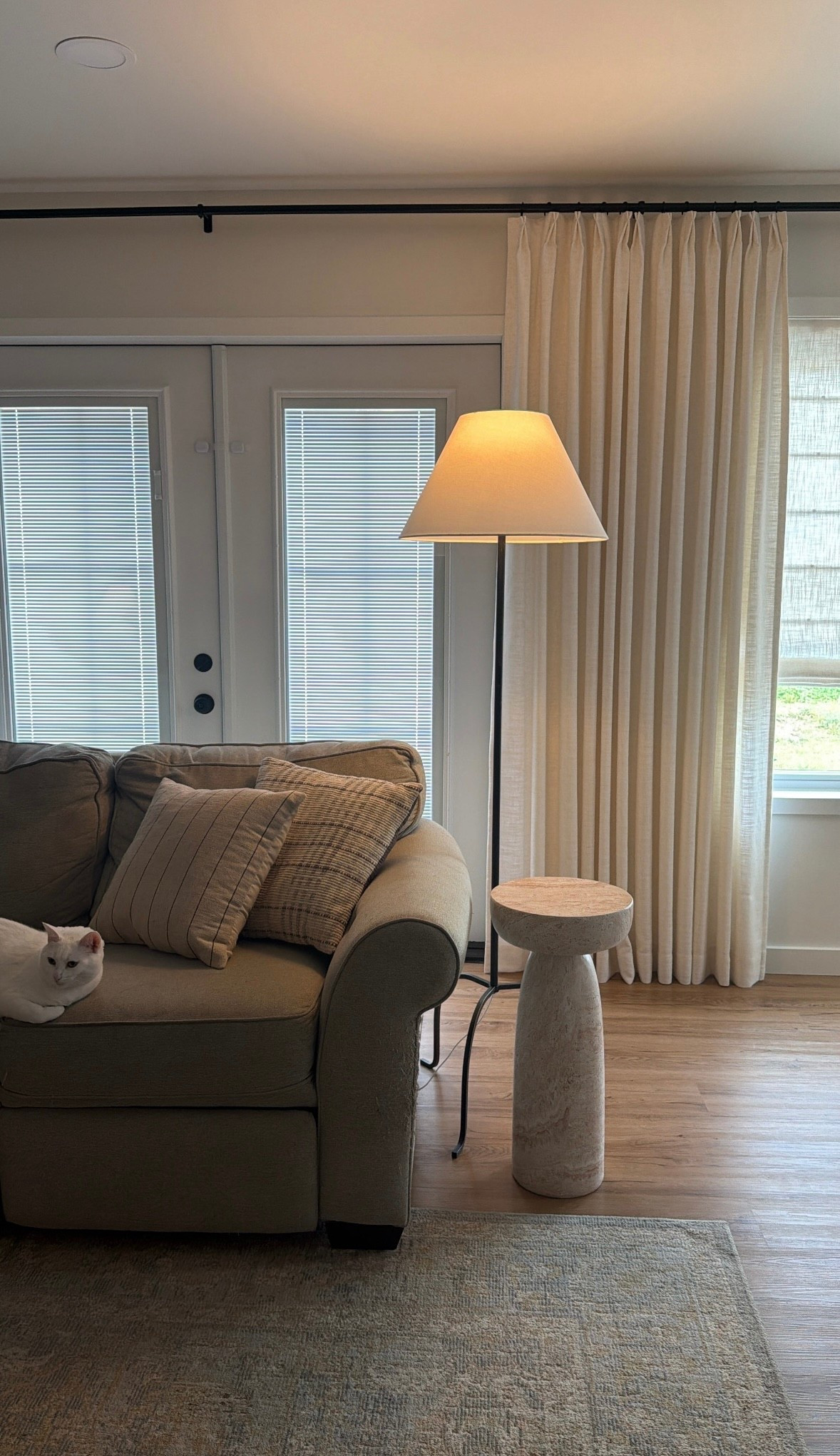 Cozy living room views 🖤

Curtain details: 
Code: MYKAWISE 
Liz linen
Ivory white
Tailor pleat
Privacy lining 
Memory shaping

Roman shades:
Liz linen flat fold cordless
Ivory white
Privacy lining 

#LTKHome