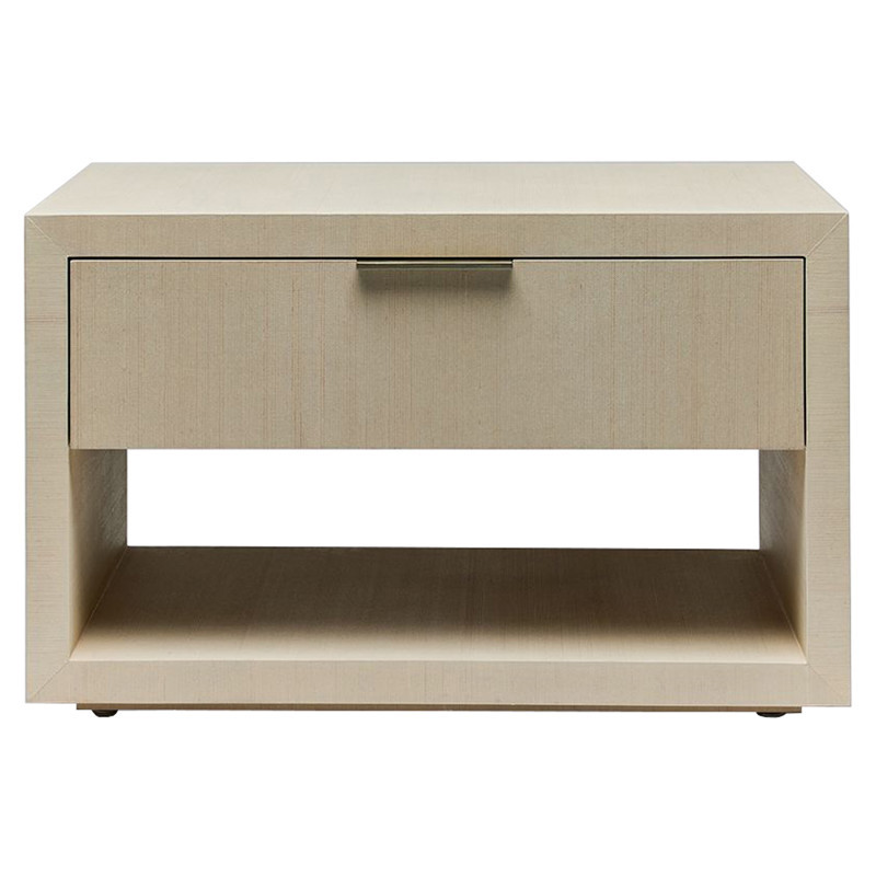 Interlude Montaigne Modern Classic Desert Beige Sisal Silver Iron Nightstand | Kathy Kuo Home