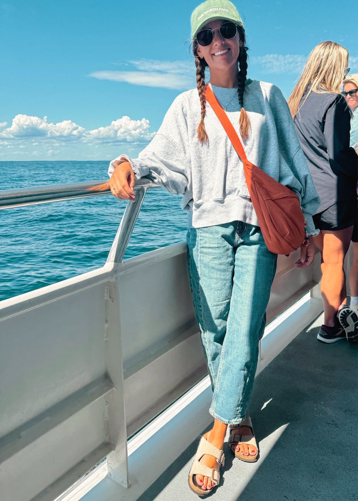 Wearing small in my tank, medium in my crewneck (selling out—linked similar) 0 petite in my jeans, and my true size in my Birkenstocks.

#LTKPetite #LTKSeasonal #LTKgrwm