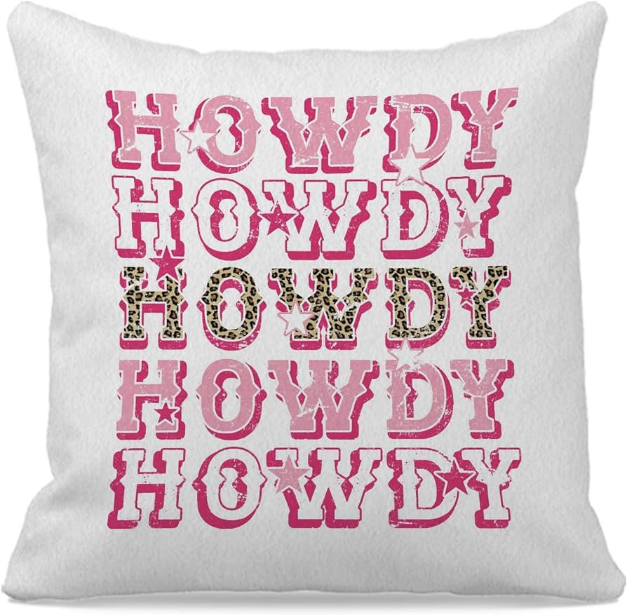 Cowgirl Western Hot Pink Preppy Howdy Leopard Cheetah Decorative Throw Pillow Case Cover 18″×1... | Amazon (US)
