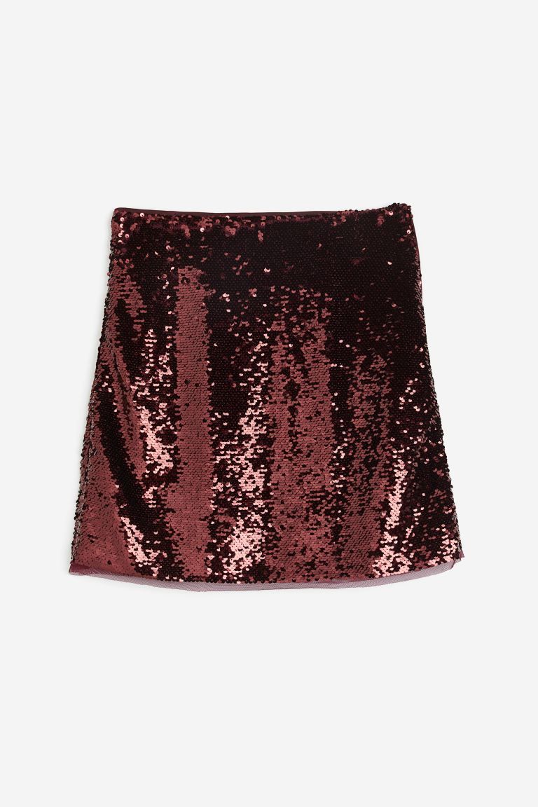 Sequined mini skirt - Dark red - Ladies | H&M GB | H&M (UK, MY, IN, SG, PH, TW, HK)