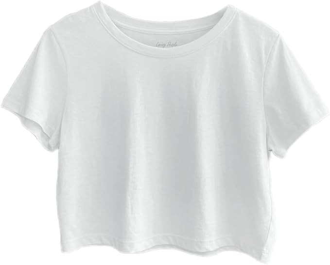 Womens 100% Cotton Crop Tops Short Sleeve Crewneck Loose Fit Basic Tee Summer Casual Workout T-Sh... | Amazon (US)