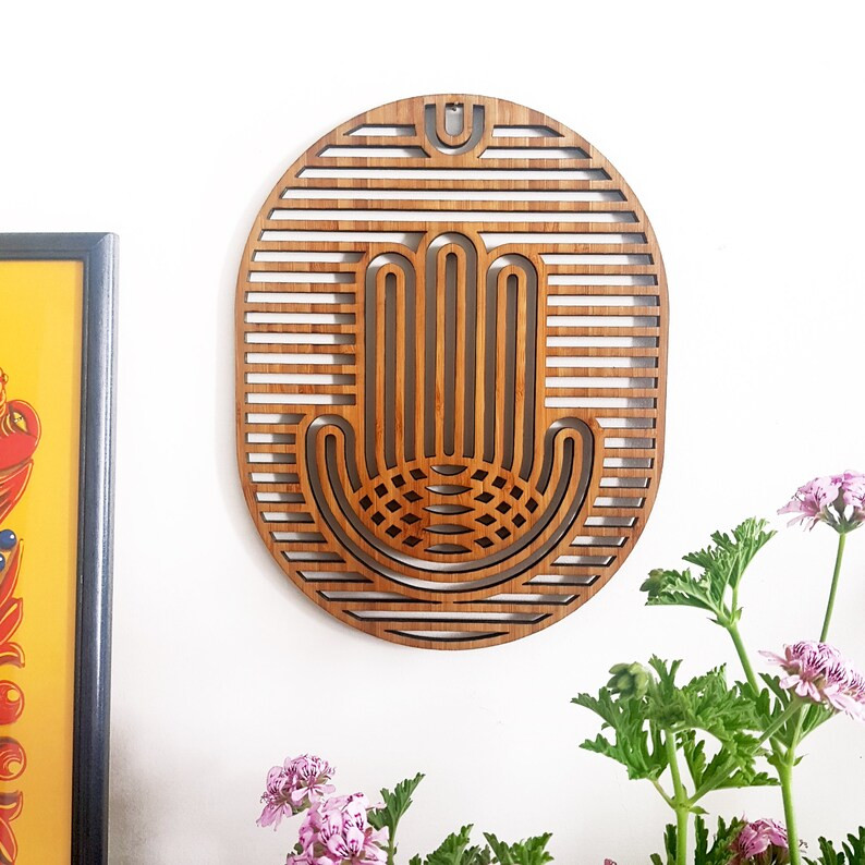 Wooden Hamsa Hand  Wall Art - Large Size - passover judaica Gift from Israel, Bamboo Wall Art, Ha... | Etsy (US)