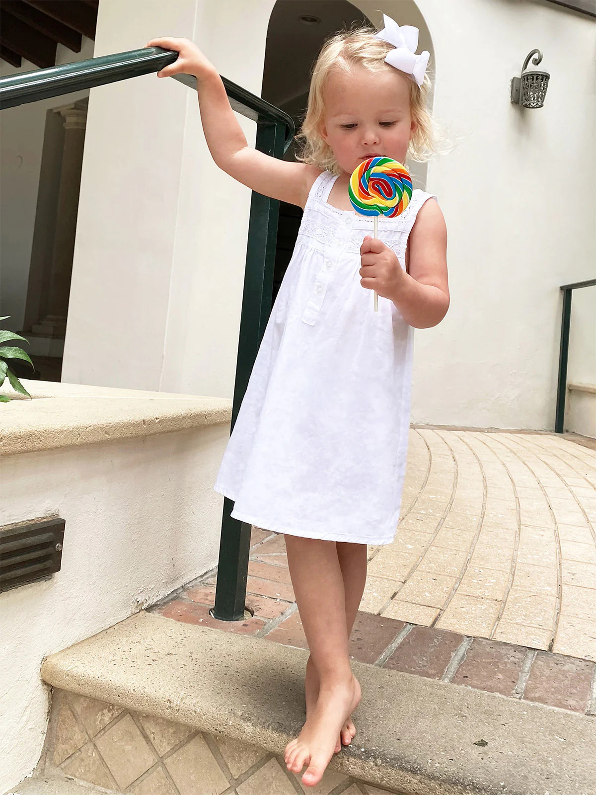 Kate Little Girls White Cotton Dress with embroidery by Jacaranda Living | Jacaranda Living