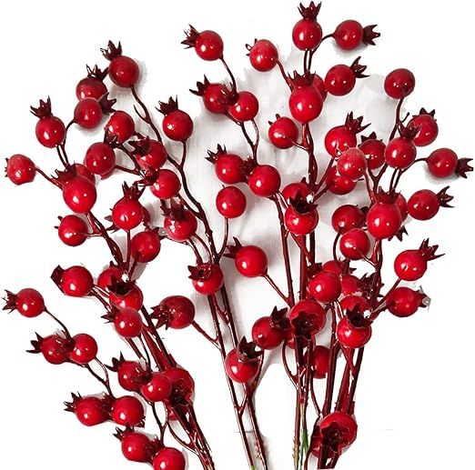 IDOXE Red Holly Artificial Red Berry Stems Christmas Tree Decorations, Crafts, Holiday Home Decor... | Amazon (US)