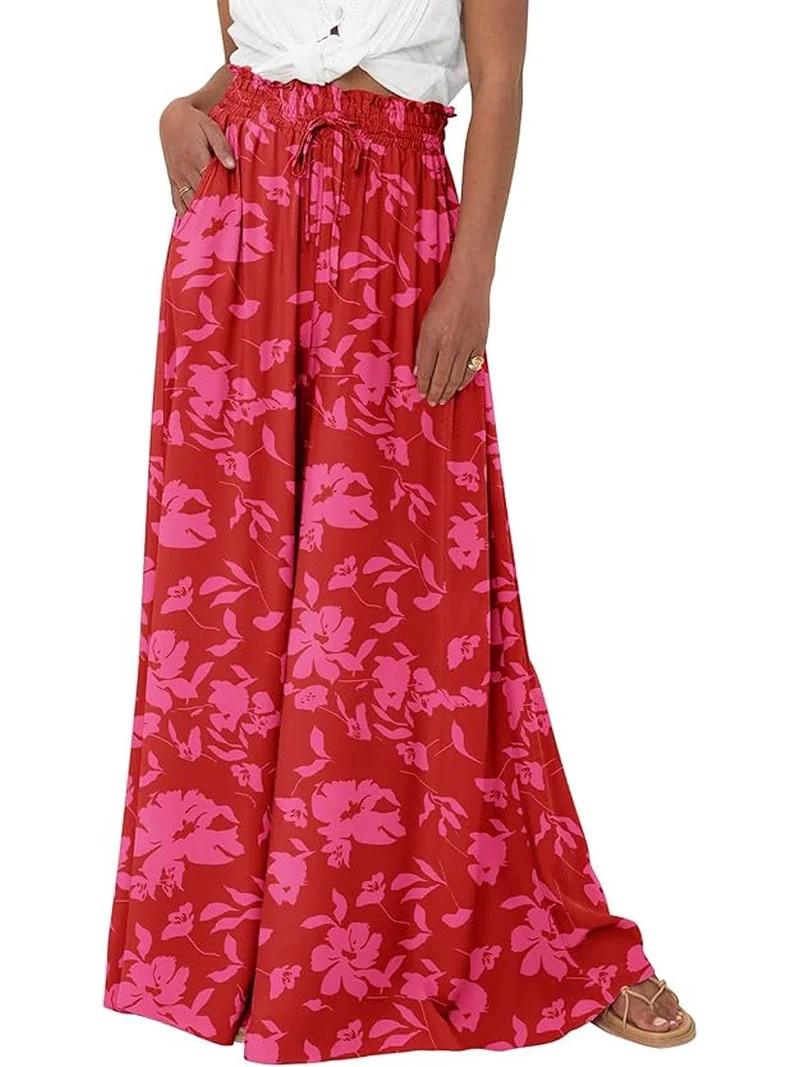 BTFBM Women Casual High Waist Wide Leg Pants Spring Summer Long Palazzo Pants Pocket Lounge Beach... | Walmart (US)