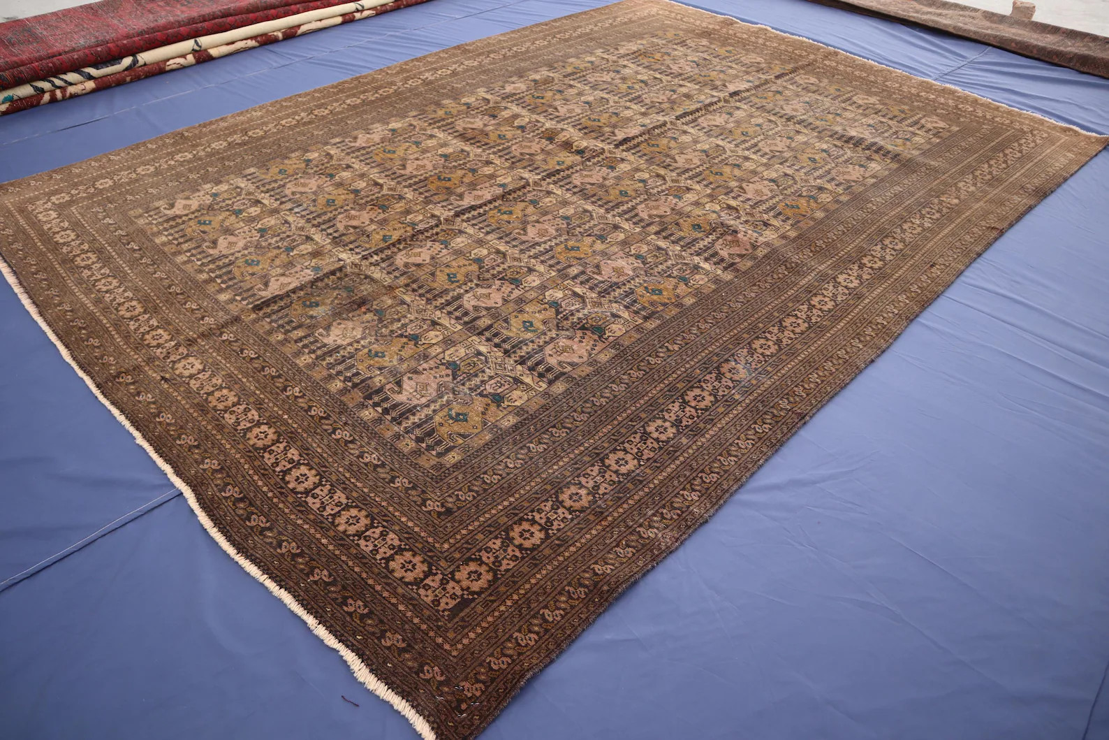 7x9 ft Antique Terracotta Faded Rug, Turkmen Tekke Ersari Rug, Handmade Wool Rug, Afghan Oriental... | Etsy (Global)