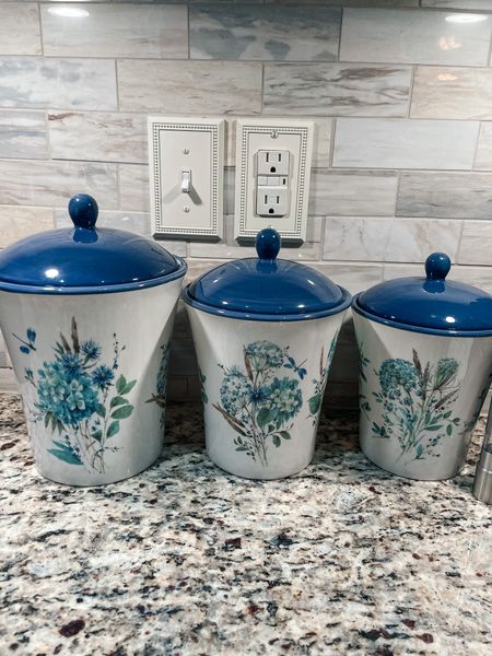 Love my blue and white canisters. They are perfect in a grandmillennial or blue and white kitchen. 

#LTKfindsunder100 #LTKhome