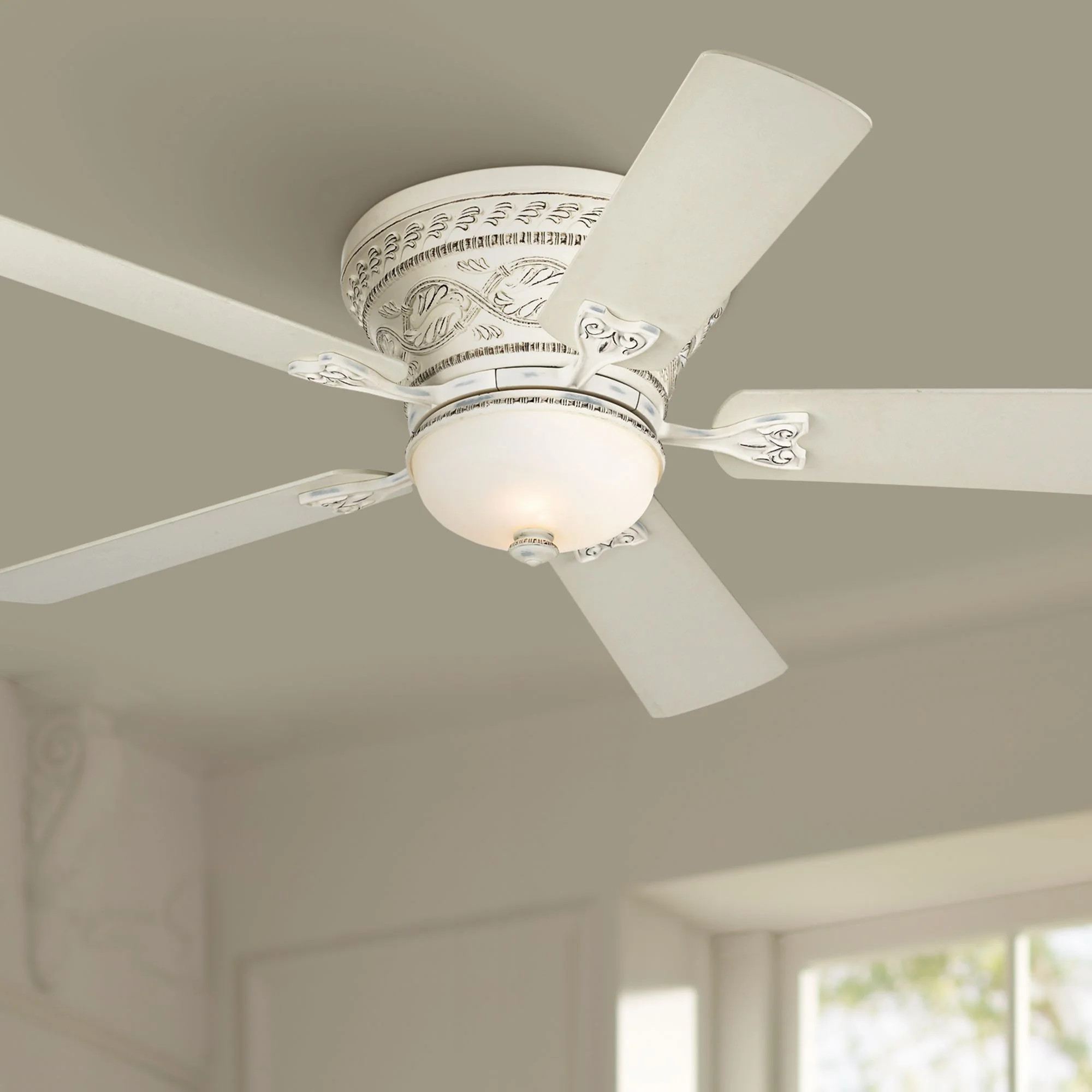 Casa Vieja 52" Ancestry Vintage Indoor Ceiling Fan 5 Blade LED Light Remote Control French White Finish Bedroom Living Room Hugger - Walmart.com | Walmart (US)