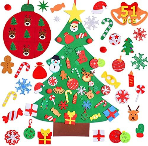 Amazon.com: Max Fun DIY Felt Christmas Tree Set Plus Tic-Tac-Toe Games for Kids Toddlers Wall Han... | Amazon (US)