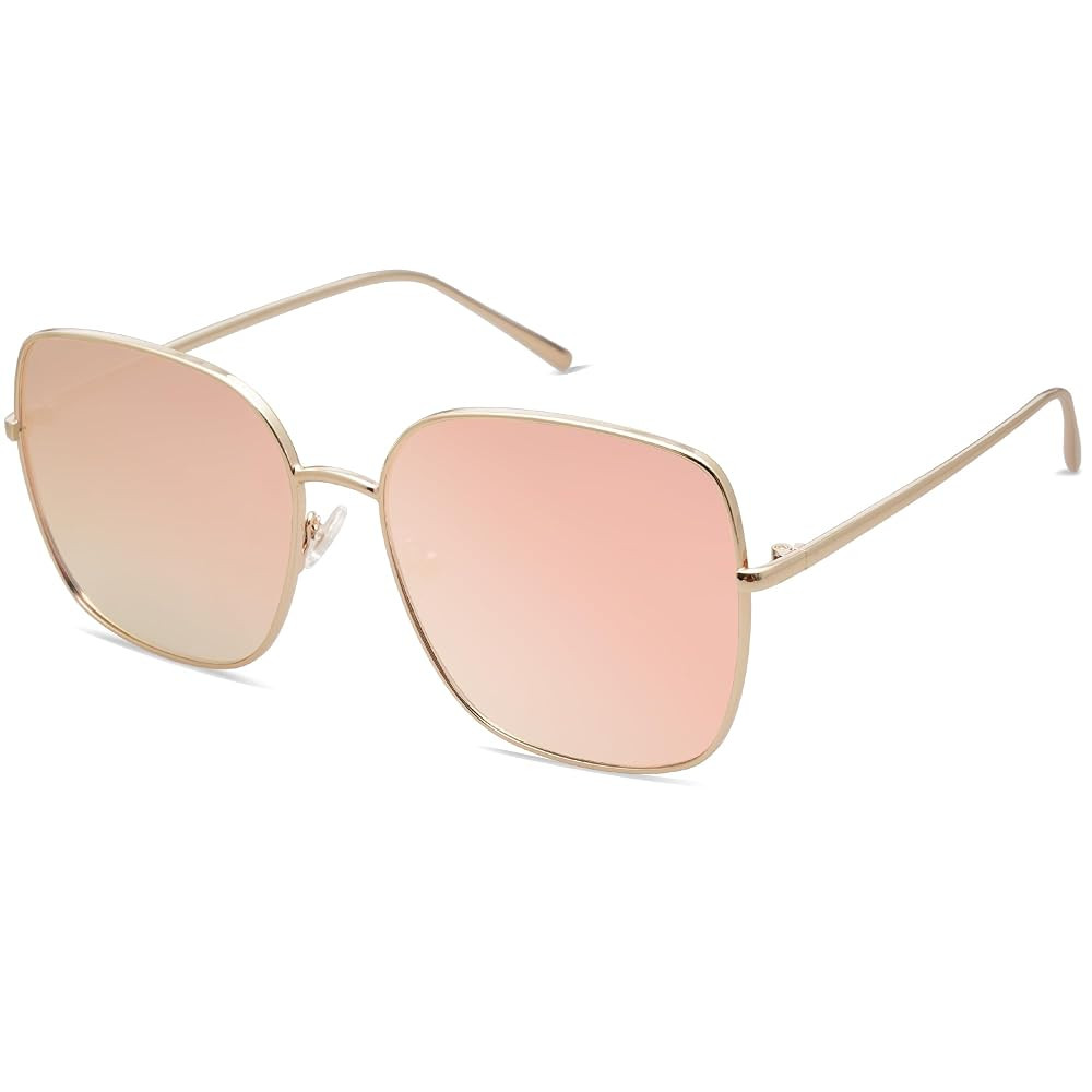 SOJOS Trendy Oversized Square Metal Frame Sunglasses for Women Men Retro Big Flat Lens UV Protect... | Amazon (US)