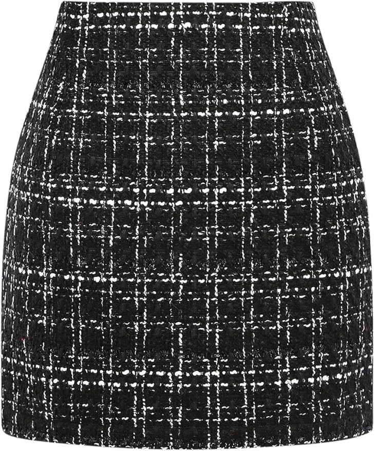 IDEALSANXUN Womens High Waist Plaid Skirt Bodycon Pencil Wool Mini Skirts | Amazon (US)