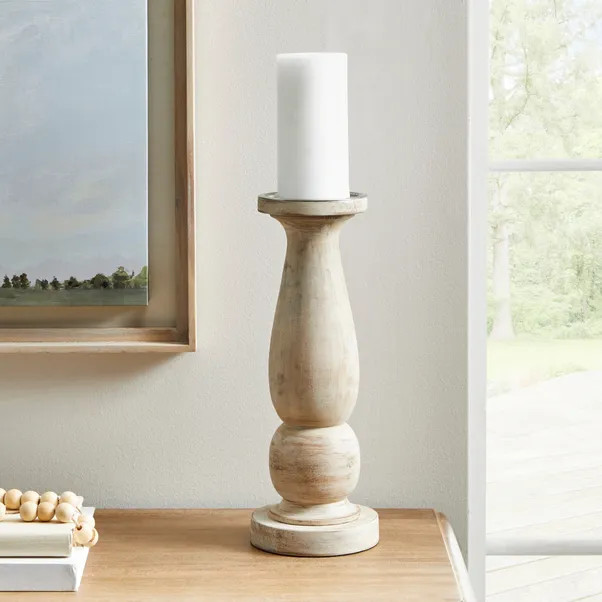 Churchgate Turned Wood Candlestick | Dunelm (migrated)