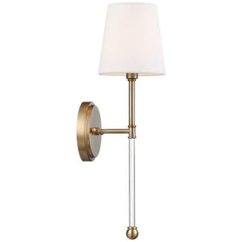 Olmstead; 1 Light; Wall Sconce; Burnished Brass Finish w/ White Linen - #876P5 | Lamps Plus | Lamps Plus