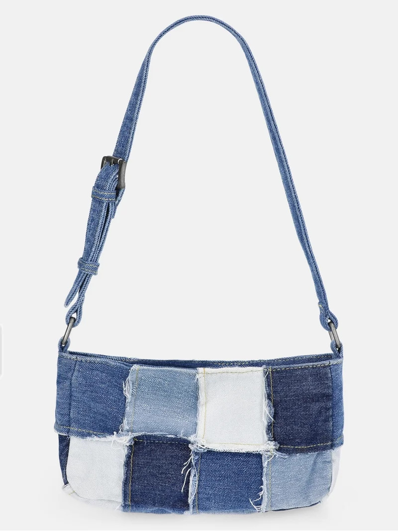 Kacey Lee Women's Denim Shoulder Bag, Denim Patchwork | Walmart (US)