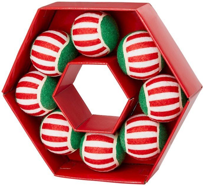Frisco Holiday Wreath Tennis Ball Squeaky Dog Toy, 8 count | Chewy.com