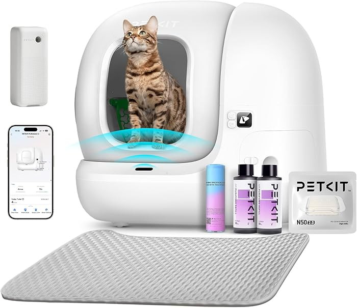 PETKIT 2025 Upgraded Automatic Cat Litter Box 2-Way Odor Remover & 20 Trash Bags,App Control Smar... | Amazon (US)