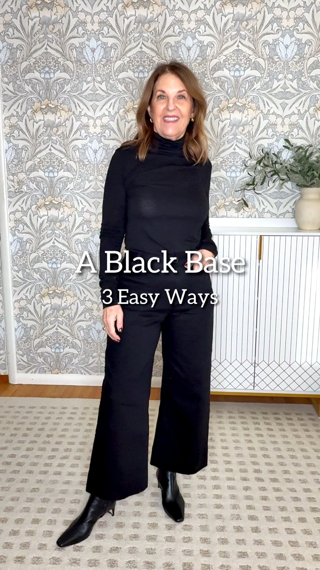 A black base is one of the easiest outfit formulas —change the layer of your shoes and bag—simple, classic, and put-together.  

If you love updated classics with an easy, casual-chic feel, you're in the right place. 

Black wide-leg pants fit tts
Leather bomber fits tts
Black turtleneck fits tts
Boots run small go up a half size
Suede jacket fits true I went up a size for more room 
Ecru jacket fits tts, I’m wearing an extra small

#LTKPetite #LTKootd #LTKOver40