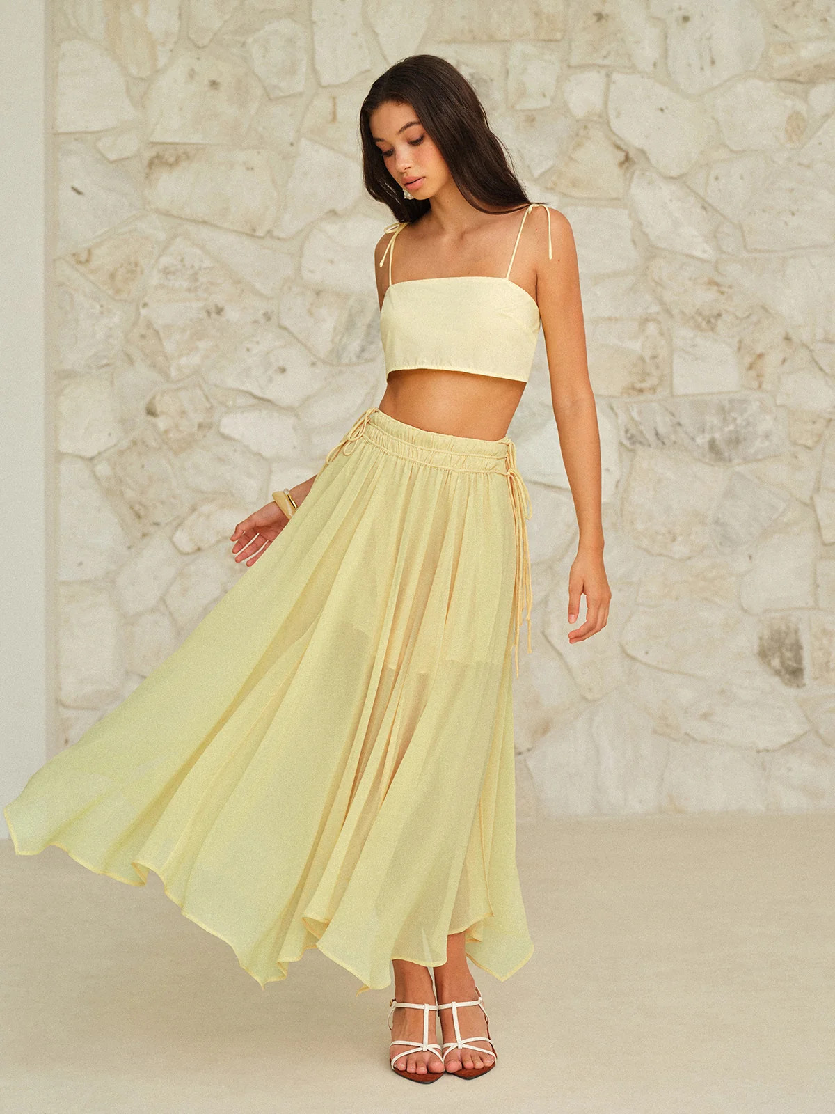 Drawstring Waist Maxi Skirt | Commense